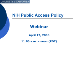 UC Implementation of the new NIH policy