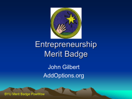 Entrepreneurship Merit Badge - Add