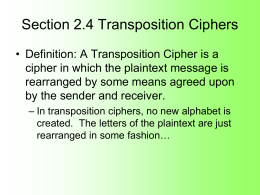 Section 2.4 Transposition Ciphers