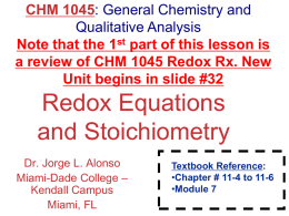Chapter 20 Electrochemistry - John A. Ferguson Senior High School