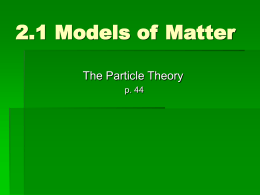 2.1 Models of Matter
