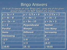 Bingo Answers