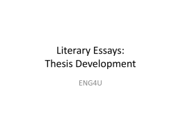 Literary Essays: Thesis Development