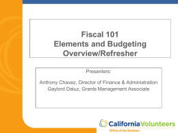 9 2015 Fiscal 101 Fiscal Elements Refresher