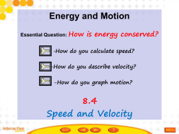 Speed and Velocity - Ms. D. Science CGPA