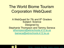 Title of Webquest - WBR Teacher Moodle