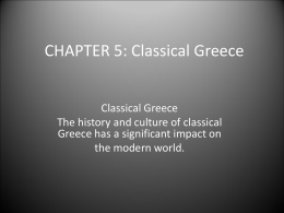 CHAPTER 5: Classical Greece - Mr. Hammond: Social Studies