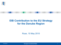 EIB Contribution to the EU Strategy for the Danube Region