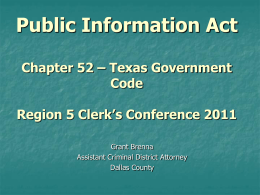 Public Information Act Chapter 52 – Texas