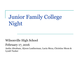 Junior College Night - Wilsonville High School