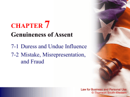 CHAPTER 7 Genuineness of Assent - SHS-BFM