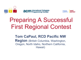 Multi-site Contests - ACM Pacific Northwest Regional Programming