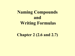 Writing Formulas Naming Compounds