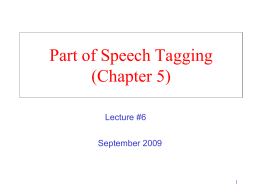 Word Classes and Part of Speech Tagging
