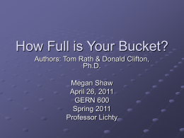 How Full is Your Bucket? - Megan Shaw`s E-Portfolio