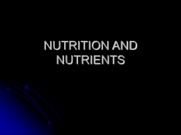 NUTRITION AND NUTRIENTS