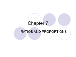 Chapter 7 Ratios and Proportions