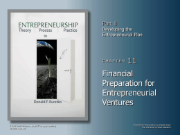 11. Financial Preparation for Entrepreneurial Ventures.
