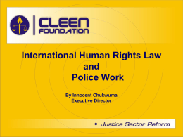 International Human Rights Standards Cotd
