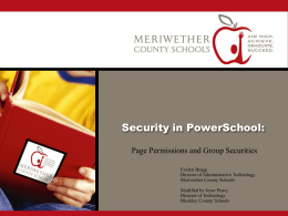 Security in PowerSchool - Bleckley County Schools
