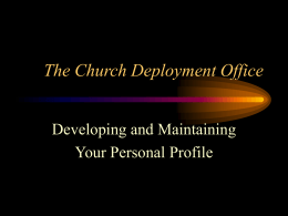 Personal Profile Workshop - The Episcopal Church, USA