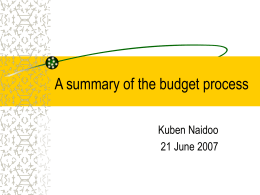 A summary of the budget process Session 13