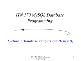 (I) ITN 170 MySQL Database Programming