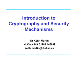 Cryptographic Services - Information Security Group