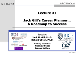 Jack Gill`s Career Planner...A Roadmap to Success