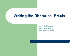 Ellerhoff – Writing the Rhetorical Precis