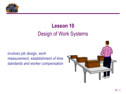 Lesson 10 Design of Work Systems