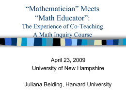 `` `Mathematician` Meets `Math Educator`