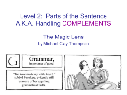 Level 2: Parts of the Sentence
