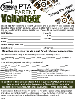 Parent Volunteer form