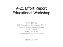 A-21 Effort Report Educational Workshop