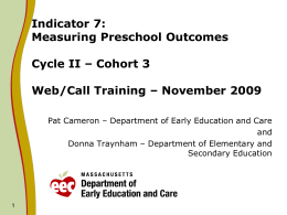 Measuring Preschool Outcomes Cycle II – Cohort 3