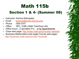 Math 115a – Section 2 - University of Arizona