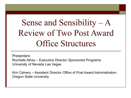 Sense and Sensibility - Office of Grant and Research Development