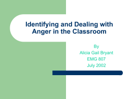 Identifying and Dealing with Anger in the Classroom