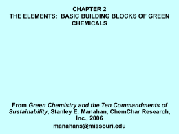 chapter 2. the elements: basic building blocks of green chemicals