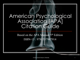 APA 5th Edition Manual PowerPoint