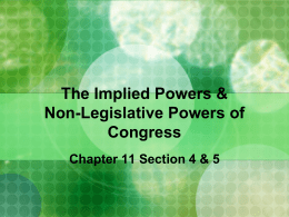 Non-Legislative Powers of Congress