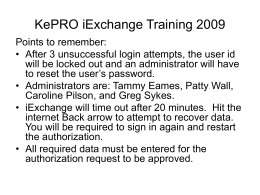 KePRO iExchange Training 2009