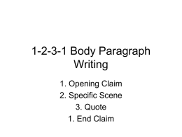 1-2-3-1 Body Paragraph Writing