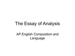 The Essay of Analysis