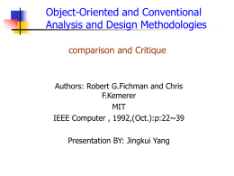 Object-Oriented and Conventional Analysis and Design