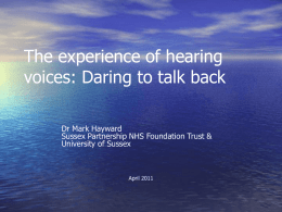 The experience of hearing voices: Daring to talk back