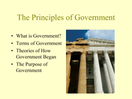 Early Forms of Democracy and the Principles of Government