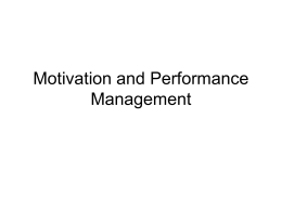 Motivation and Performance Management
