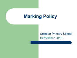 Marking Policy - Selsdon Primary School and Nursery